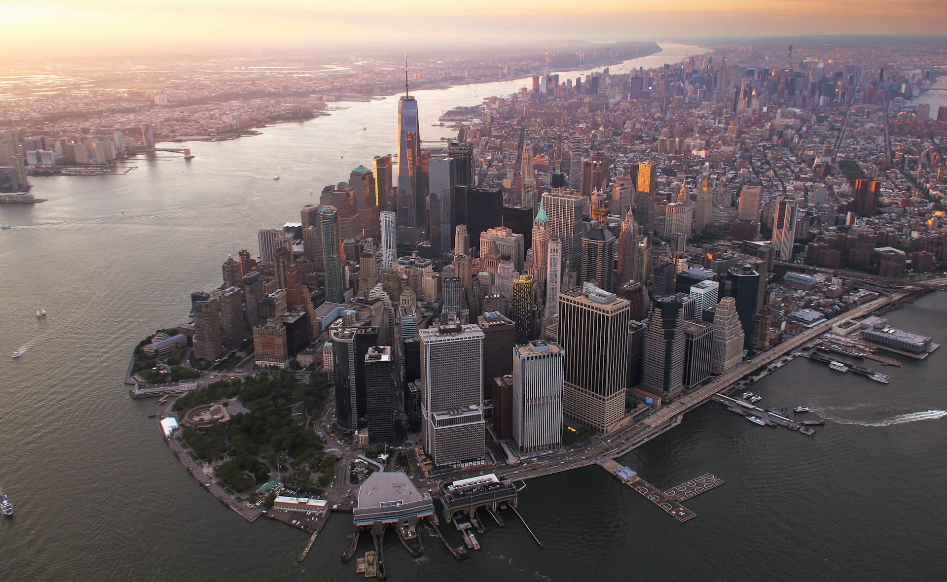 Aerial photograph of New York City.