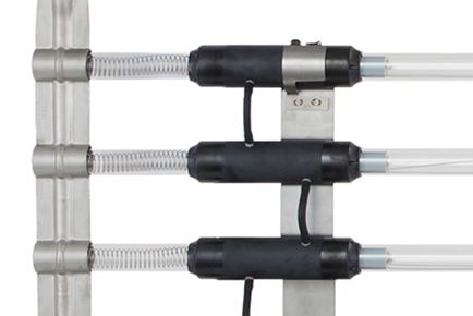 A photo of the improved ActiClean sleeve cleaning system, now available with a UV module upgrade of your TrojanUV3000Plus system