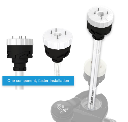 VIQUA Arros all-in-one lamp unit includes lamp and quartz sleeve in a single component, saving time during installation and maintenance
