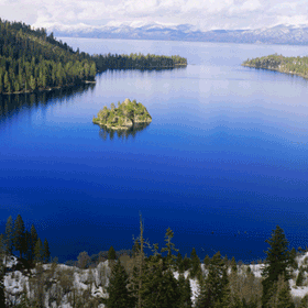 An aerial photo of a freshwater inland lake