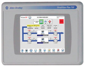 The easy-to-use touchscreen interface that is used to operate the TrojanUVFit AOP.