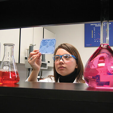 Lab technician analyzing a sample
